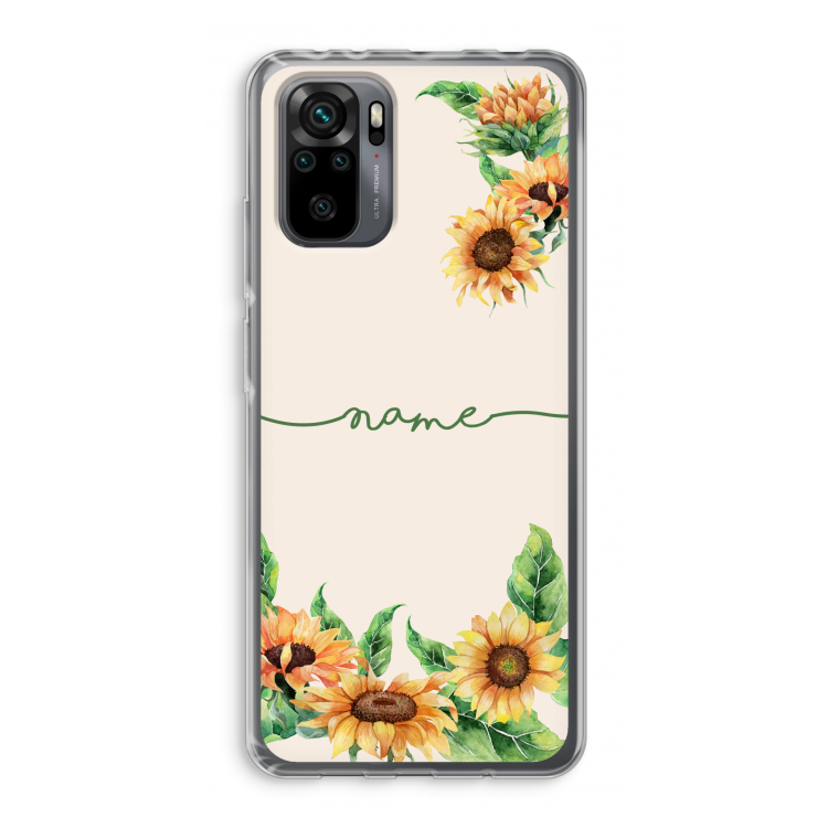 Zonnebloemen: Xiaomi Redmi Note 10 Pro Transparant Hoesje