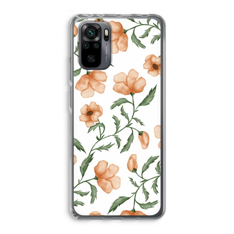 Peachy flowers: Xiaomi Redmi Note 10 Pro Transparant Hoesje