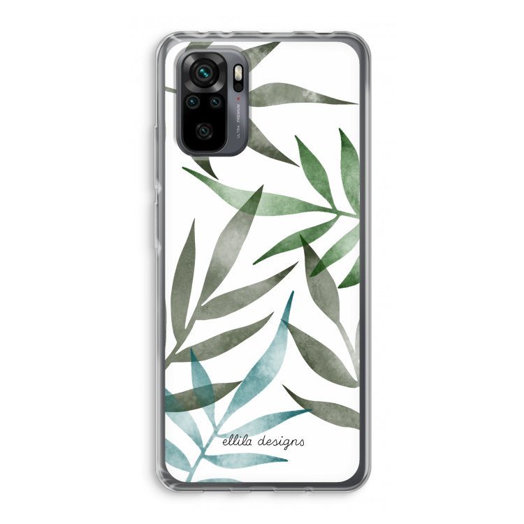 Tropical watercolor leaves: Xiaomi Redmi Note 10 Pro Transparant Hoesje
