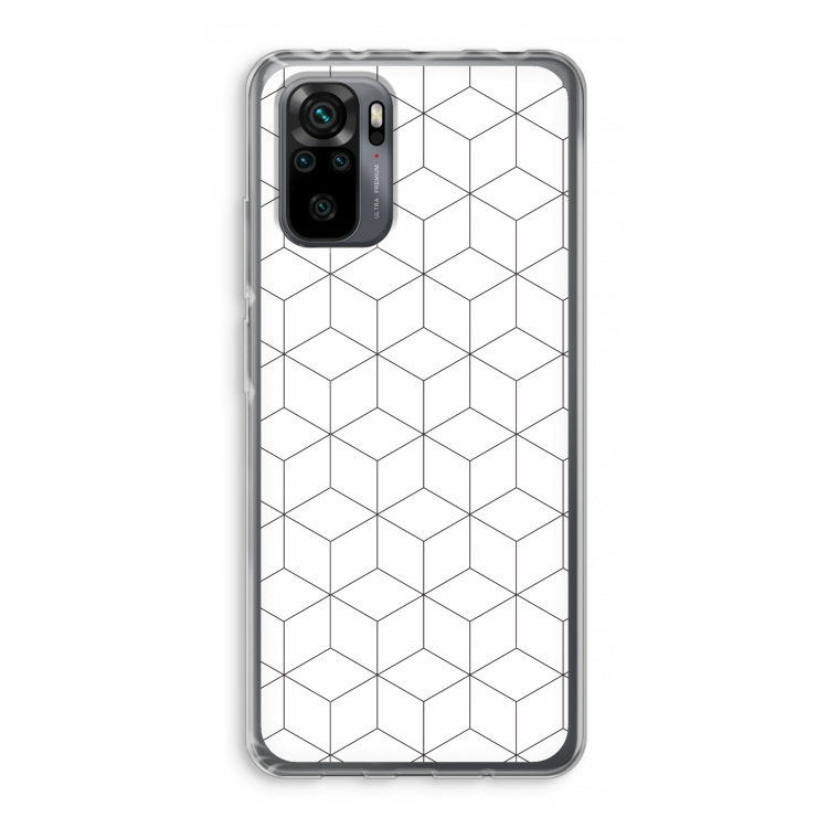 Zwart-witte kubussen: Xiaomi Redmi Note 10 Pro Transparant Hoesje