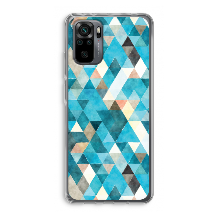 Gekleurde driehoekjes blauw: Xiaomi Redmi Note 10 Pro Transparant Hoesje