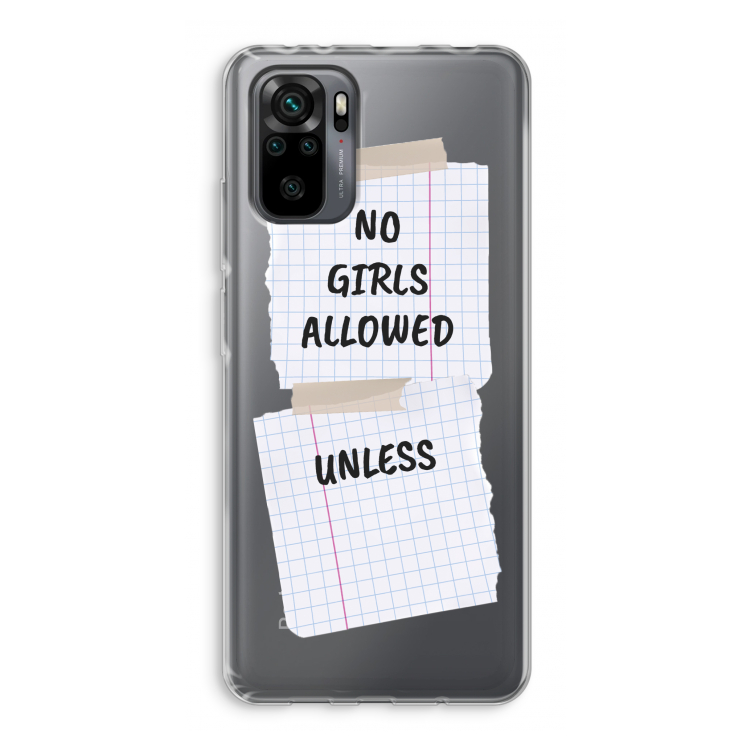 No Girls Allowed Unless: Xiaomi Redmi Note 10 Pro Transparant Hoesje