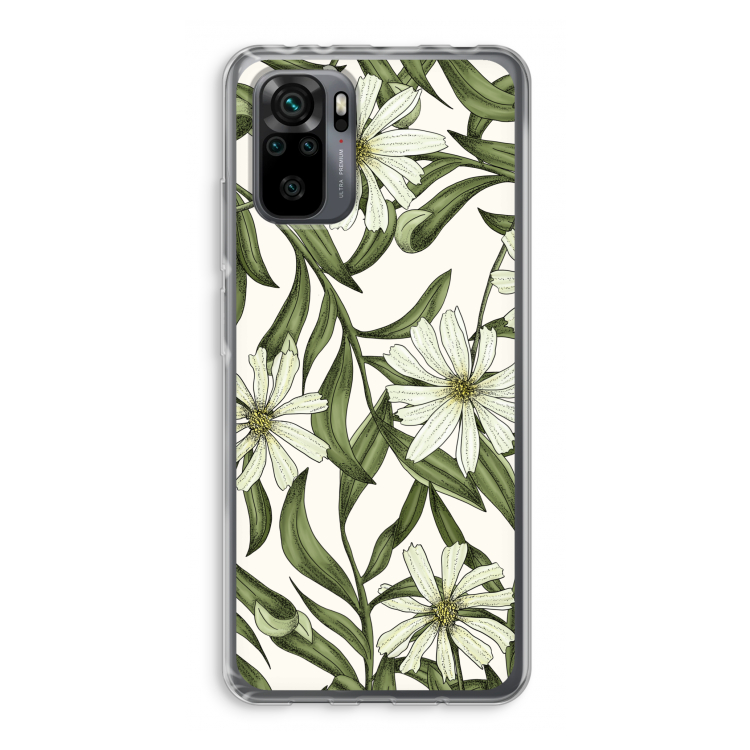 Wit bloemenpatroon: Xiaomi Redmi Note 10 Pro Transparant Hoesje