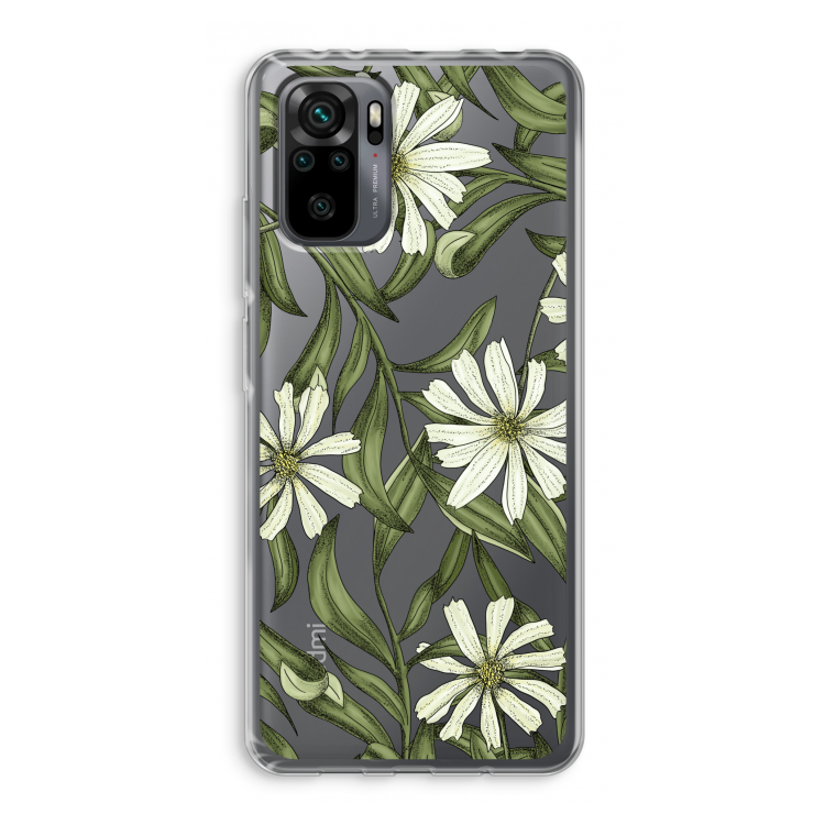Wit bloemenpatroon: Xiaomi Redmi Note 10 Pro Transparant Hoesje