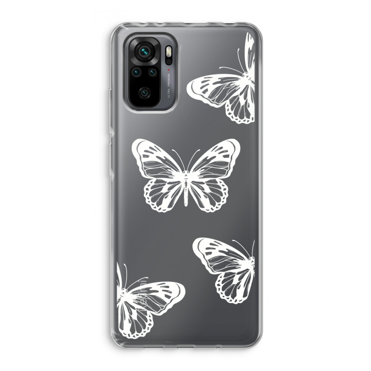 White butterfly: Xiaomi Redmi Note 10 Pro Transparant Hoesje