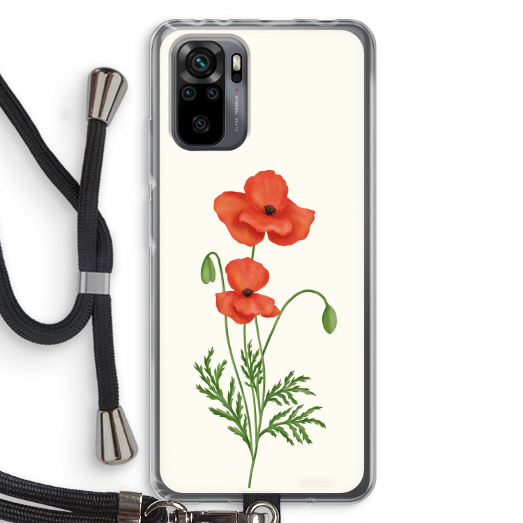 Red poppy: Xiaomi Redmi Note 10 Pro Transparant Hoesje met koord
