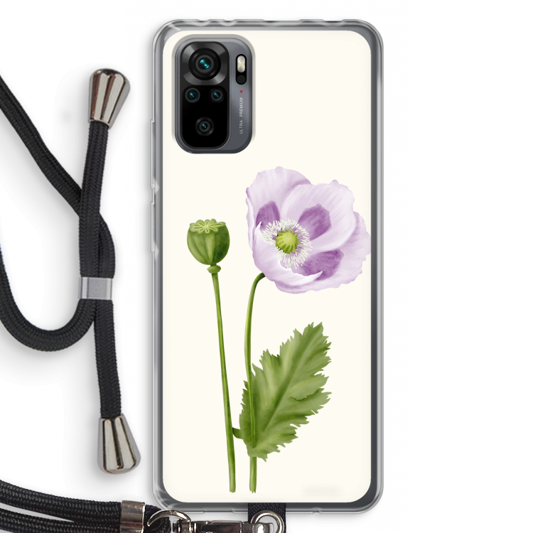 Purple poppy: Xiaomi Redmi Note 10 Pro Transparant Hoesje met koord