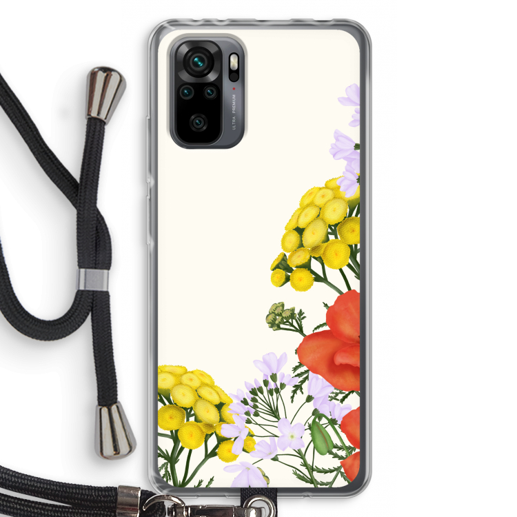 Wilde bloemen: Xiaomi Redmi Note 10 Pro Transparant Hoesje met koord