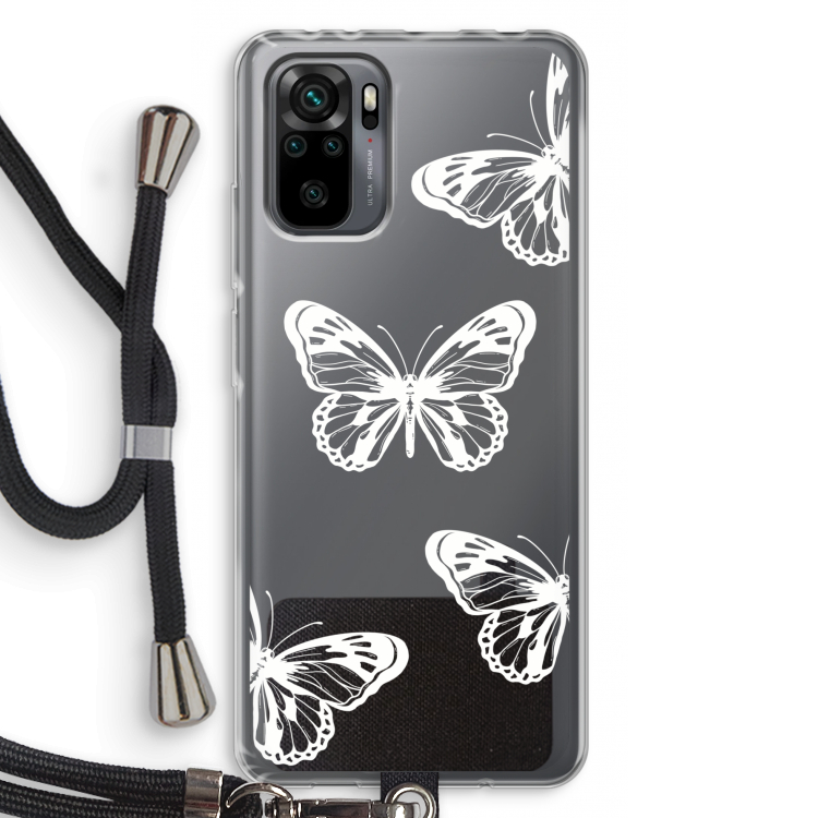 White butterfly: Xiaomi Redmi Note 10 Pro Transparant Hoesje met koord