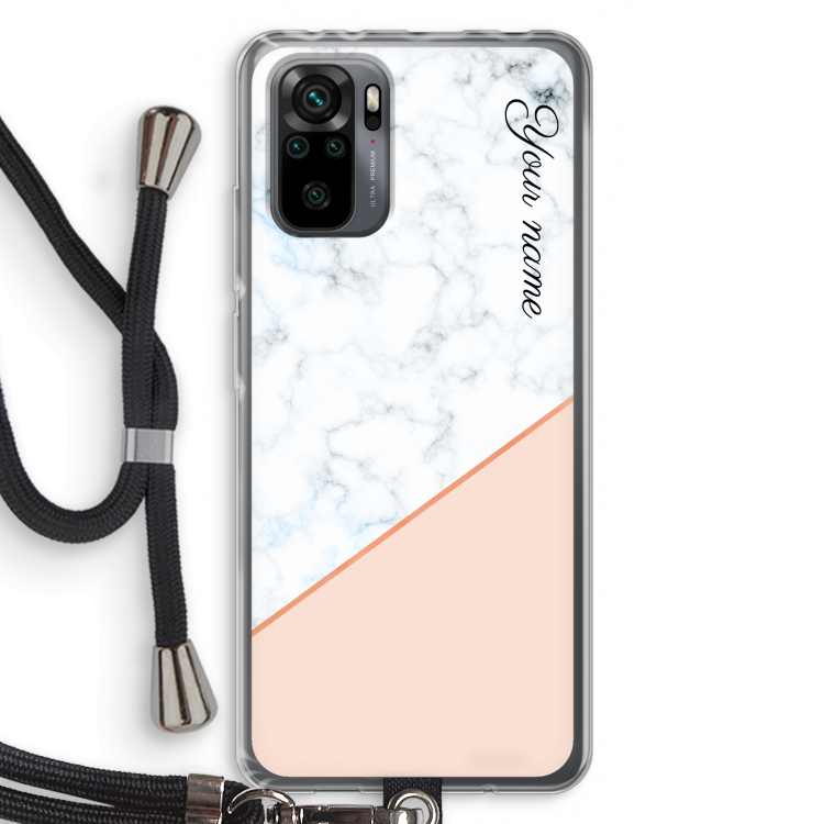 Marmer in stijl: Xiaomi Redmi Note 10 Pro Transparant Hoesje met koord