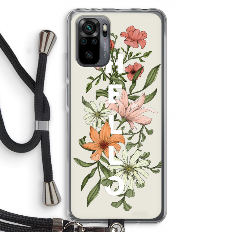Hello bloemen: Xiaomi Redmi Note 10 Pro Transparant Hoesje met koord
