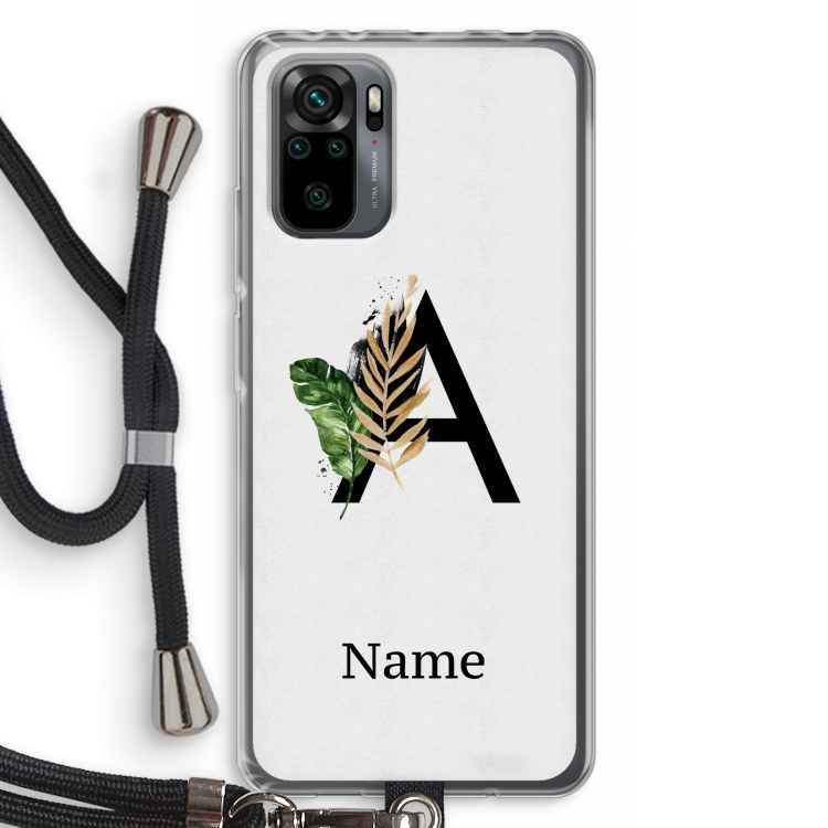 Charcoal Flora: Xiaomi Redmi Note 10 Pro Transparant Hoesje met koord