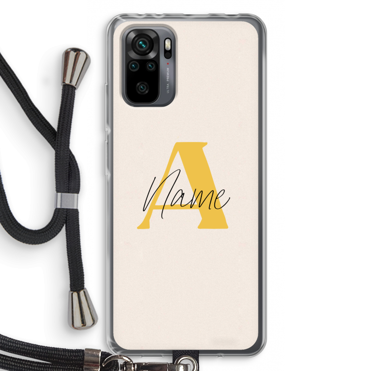Amber Script: Xiaomi Redmi Note 10 Pro Transparant Hoesje met koord