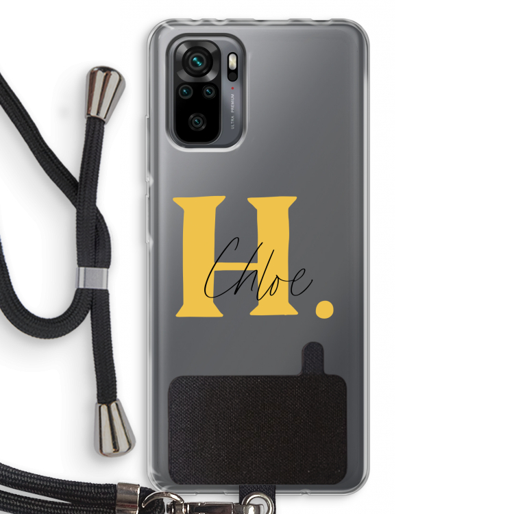 Amber Script: Xiaomi Redmi Note 10 Pro Transparant Hoesje met koord