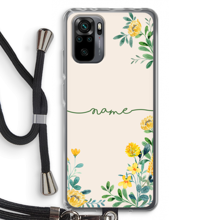 Gele bloemen: Xiaomi Redmi Note 10 Pro Transparant Hoesje met koord