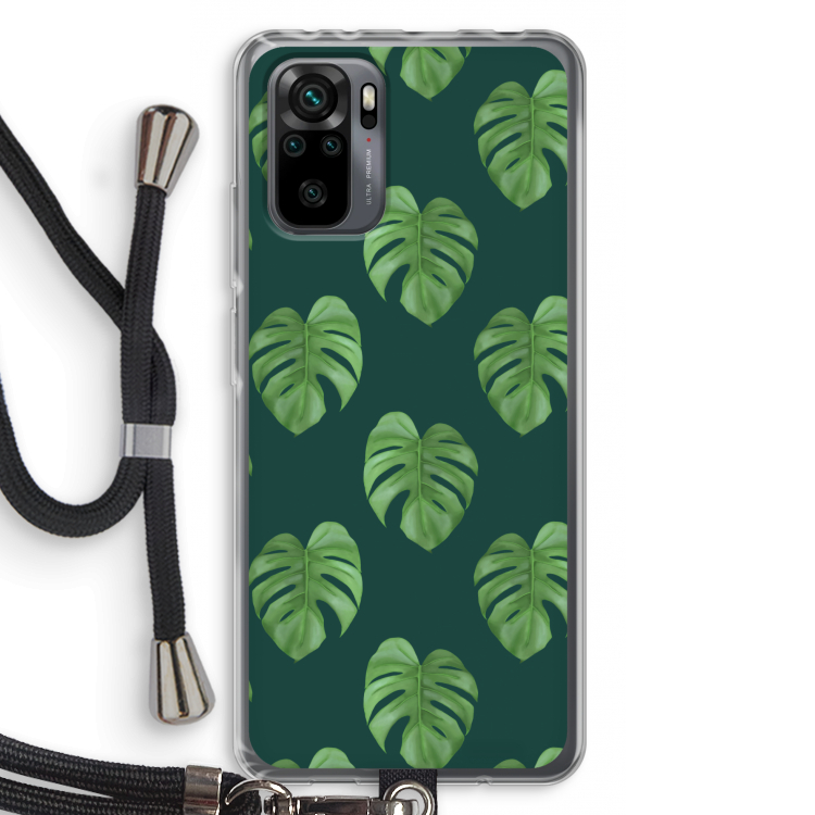 Monstera leaves: Xiaomi Redmi Note 10 Pro Transparant Hoesje met koord
