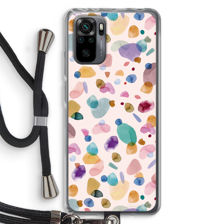 Terrazzo Memphis Pink: Xiaomi Redmi Note 10 Pro Transparant Hoesje met koord