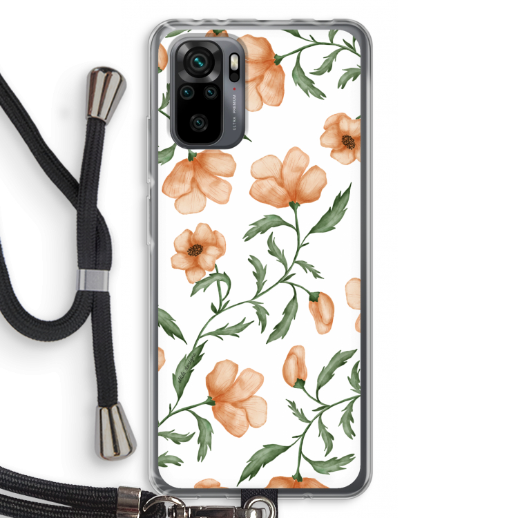 Peachy flowers: Xiaomi Redmi Note 10 Pro Transparant Hoesje met koord
