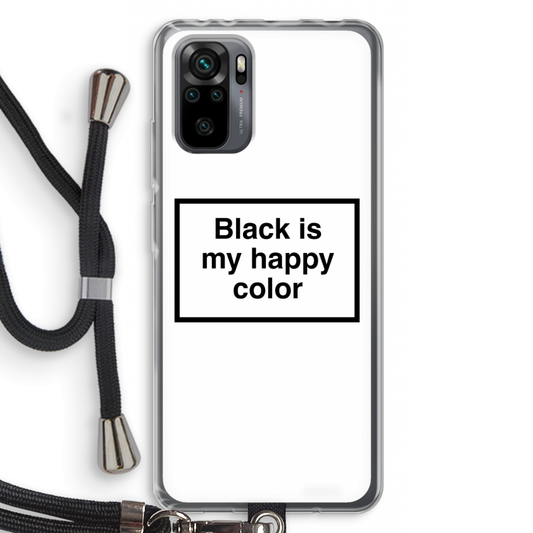 Black is my happy color: Xiaomi Redmi Note 10 Pro Transparant Hoesje met koord