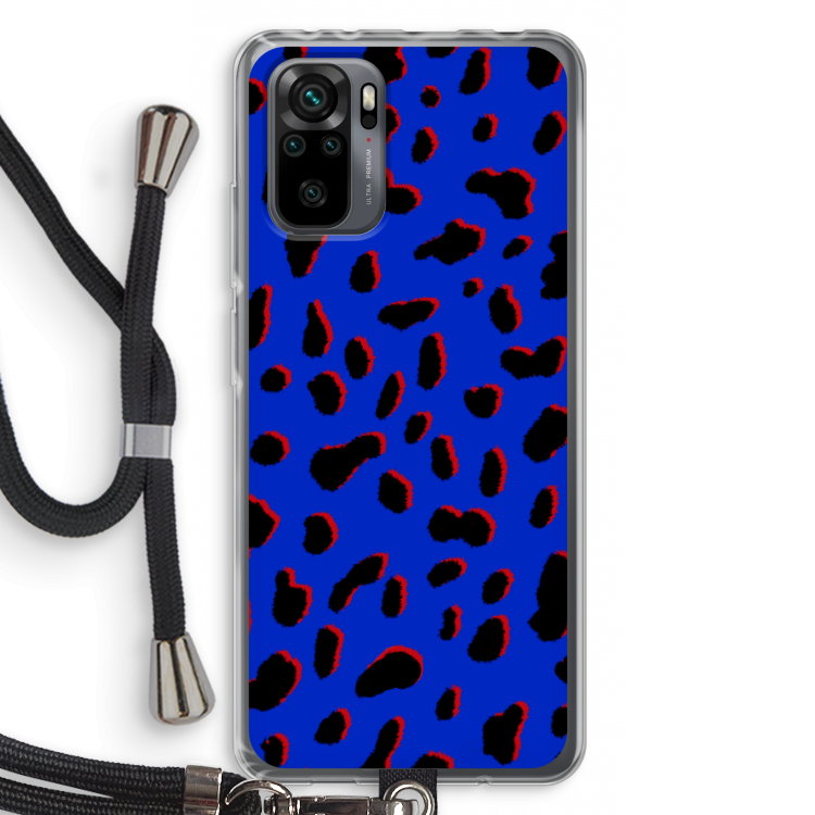 Blue Leopard: Xiaomi Redmi Note 10 Pro Transparant Hoesje met koord