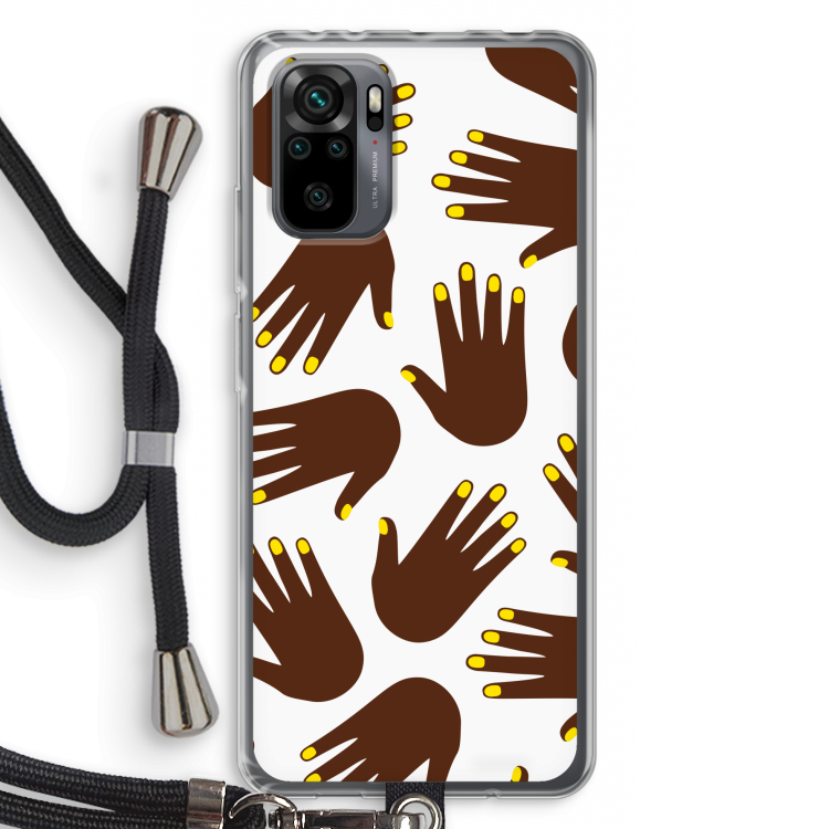 Hands dark: Xiaomi Redmi Note 10 Pro Transparant Hoesje met koord