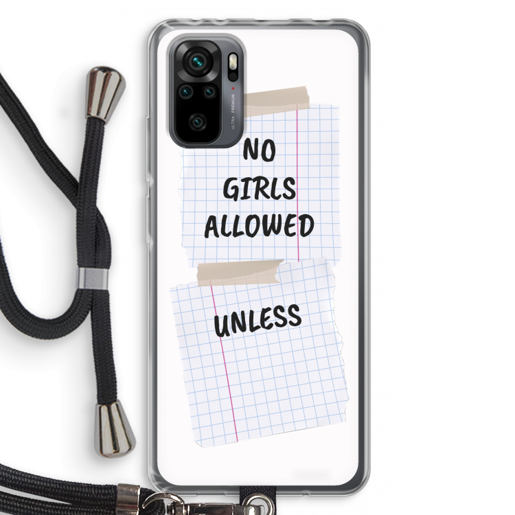 No Girls Allowed Unless: Xiaomi Redmi Note 10 Pro Transparant Hoesje met koord