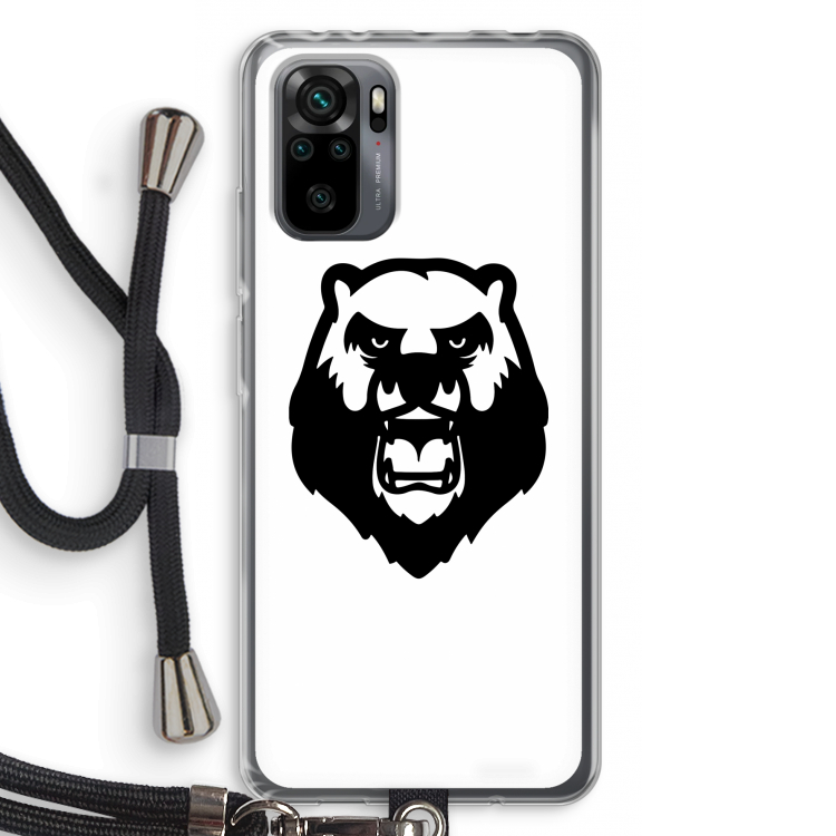 Angry Bear (white): Xiaomi Redmi Note 10 Pro Transparant Hoesje met koord