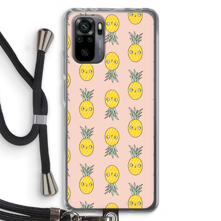 Ananas: Xiaomi Redmi Note 10 Pro Transparant Hoesje met koord