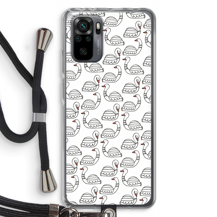 Zwanen: Xiaomi Redmi Note 10 Pro Transparant Hoesje met koord