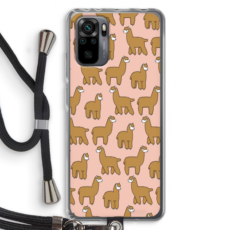 Alpacas: Xiaomi Redmi Note 10 Pro Transparant Hoesje met koord