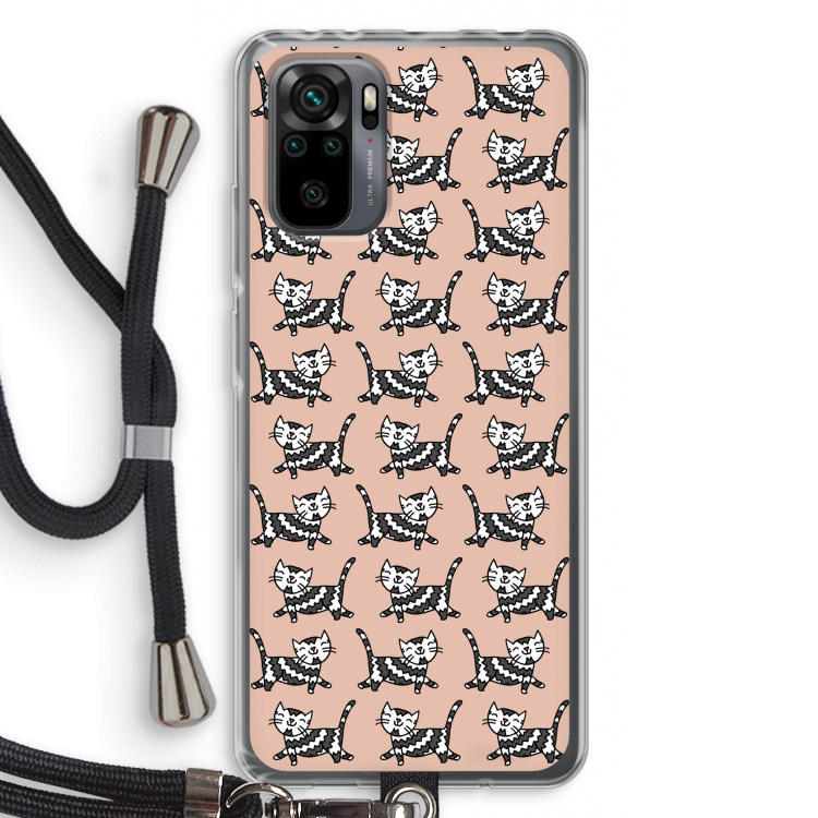 Zwarte poes: Xiaomi Redmi Note 10 Pro Transparant Hoesje met koord