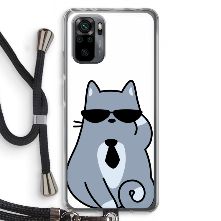 Cool cat: Xiaomi Redmi Note 10 Pro Transparant Hoesje met koord