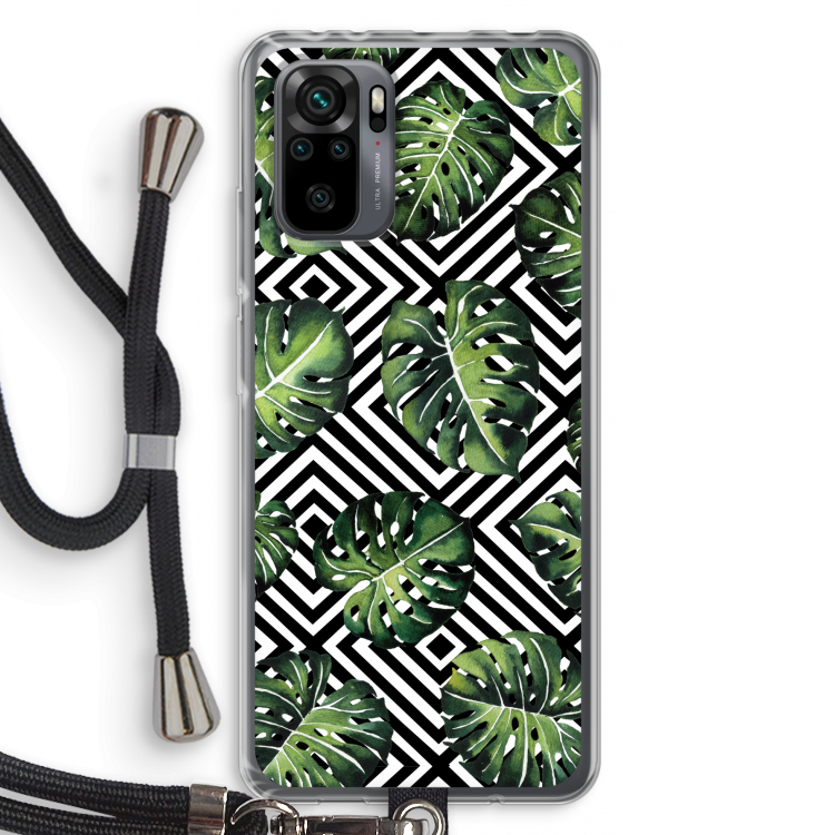 Geometrische jungle: Xiaomi Redmi Note 10 Pro Transparant Hoesje met koord