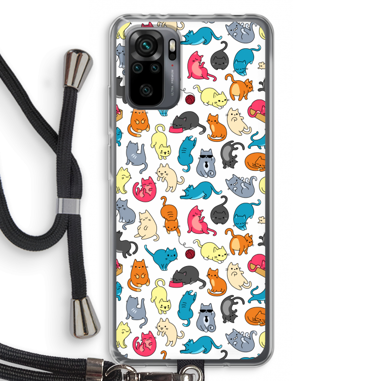 Kleurrijke katten: Xiaomi Redmi Note 10 Pro Transparant Hoesje met koord