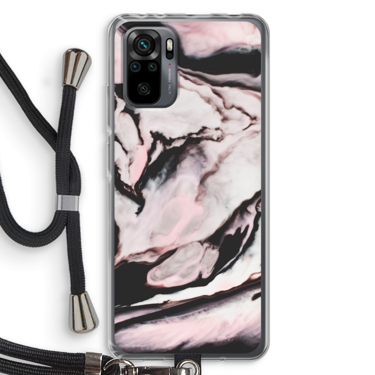 Roze stroom: Xiaomi Redmi Note 10 Pro Transparant Hoesje met koord