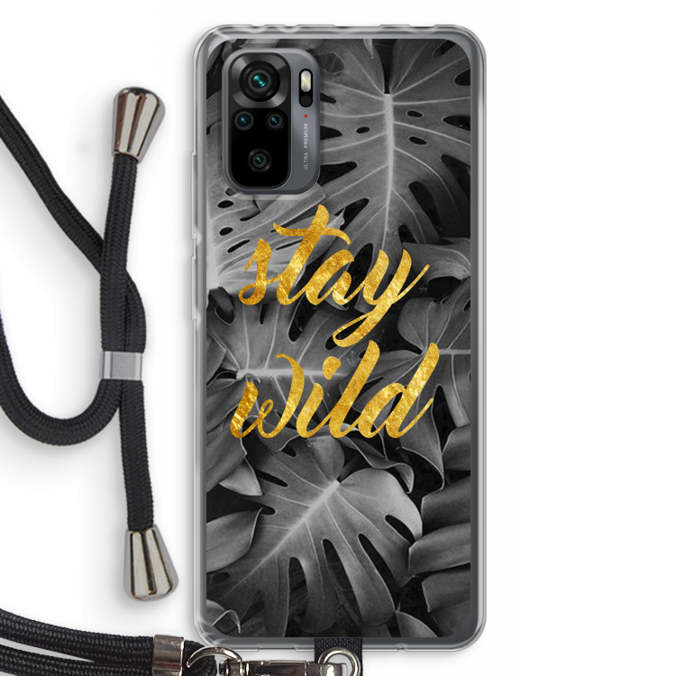 Stay wild: Xiaomi Redmi Note 10 Pro Transparant Hoesje met koord