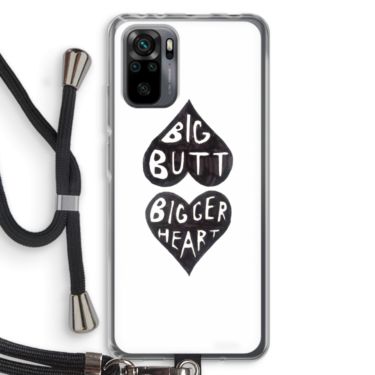 Big butt bigger heart: Xiaomi Redmi Note 10 Pro Transparant Hoesje met koord