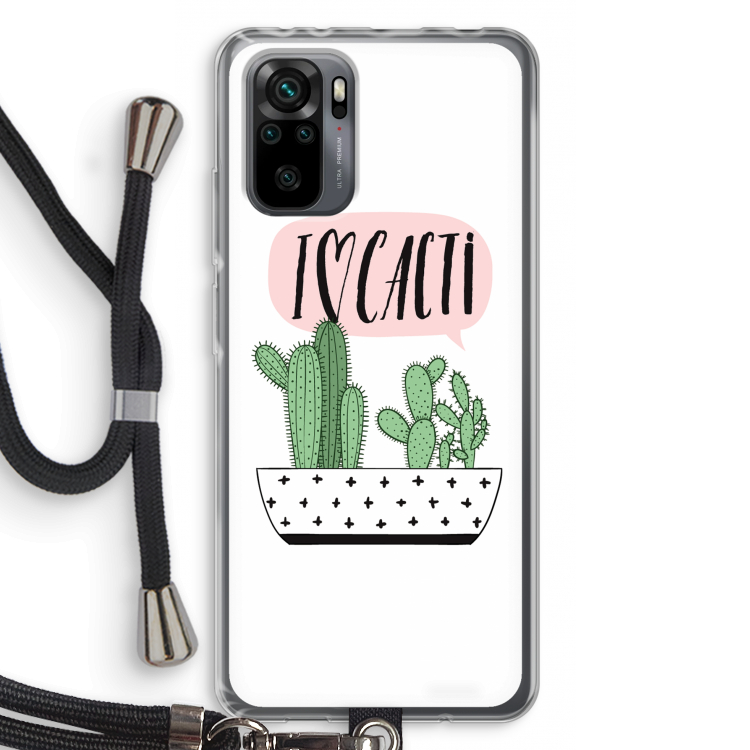 I love cacti: Xiaomi Redmi Note 10 Pro Transparant Hoesje met koord