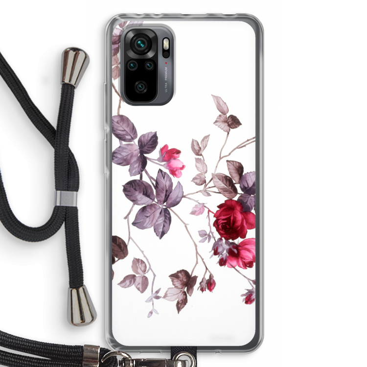 Mooie bloemen: Xiaomi Redmi Note 10 Pro Transparant Hoesje met koord