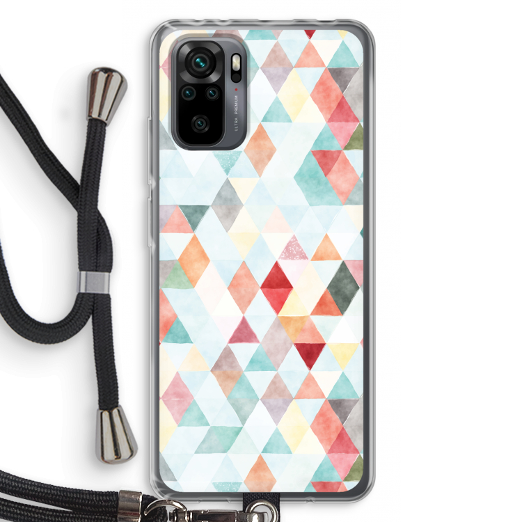 Gekleurde driehoekjes pastel: Xiaomi Redmi Note 10 Pro Transparant Hoesje met koord