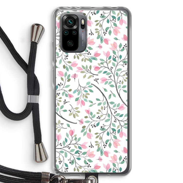Sierlijke bloemen: Xiaomi Redmi Note 10 Pro Transparant Hoesje met koord