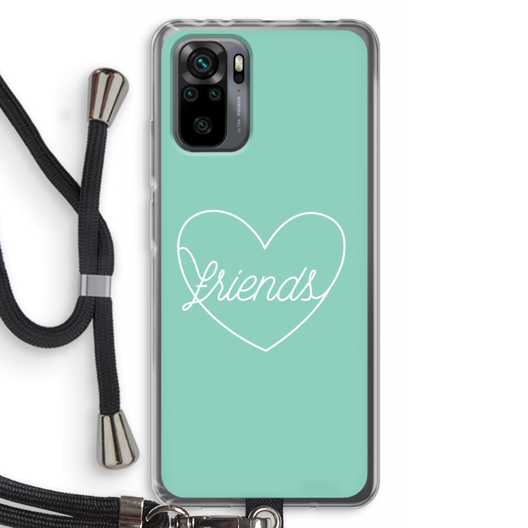 Friends heart pastel: Xiaomi Redmi Note 10 Pro Transparant Hoesje met koord