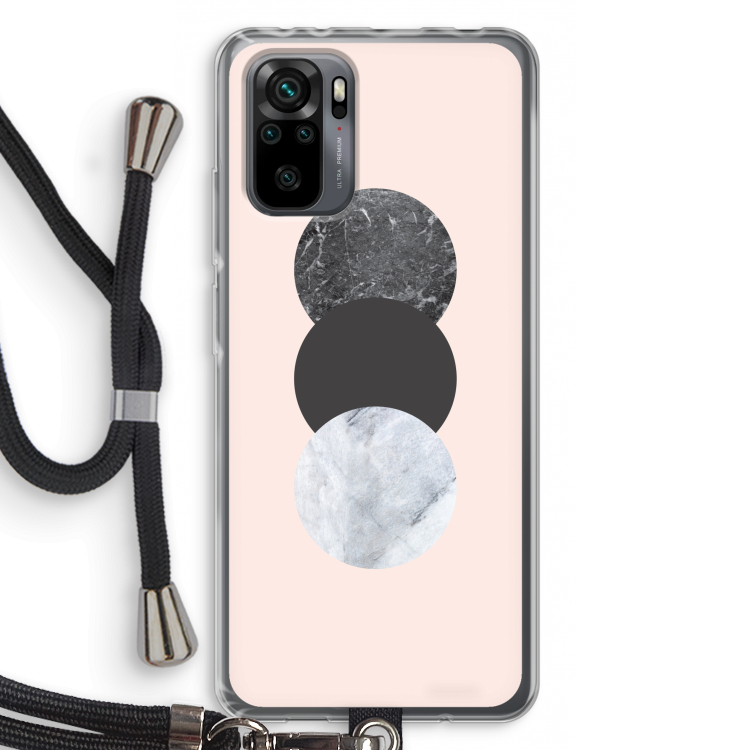 Marmeren cirkels: Xiaomi Redmi Note 10 Pro Transparant Hoesje met koord