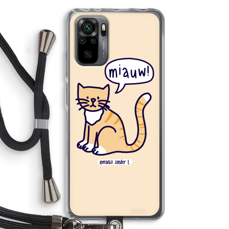 Miauw: Xiaomi Redmi Note 10 Pro Transparant Hoesje met koord