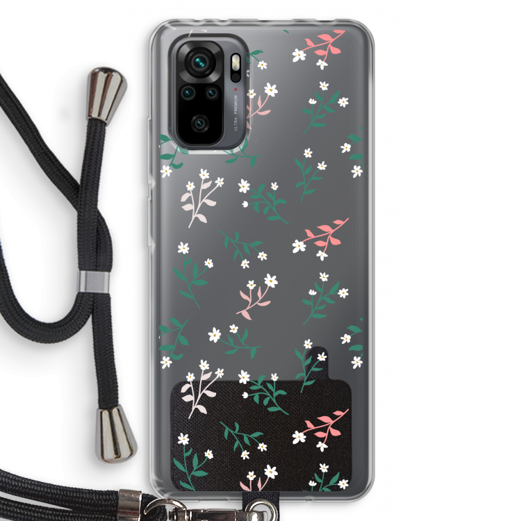 Small white flowers: Xiaomi Redmi Note 10 Pro Transparant Hoesje met koord