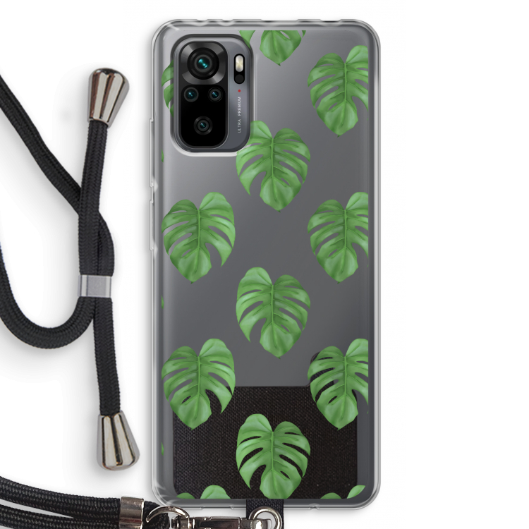 Monstera leaves: Xiaomi Redmi Note 10 Pro Transparant Hoesje met koord