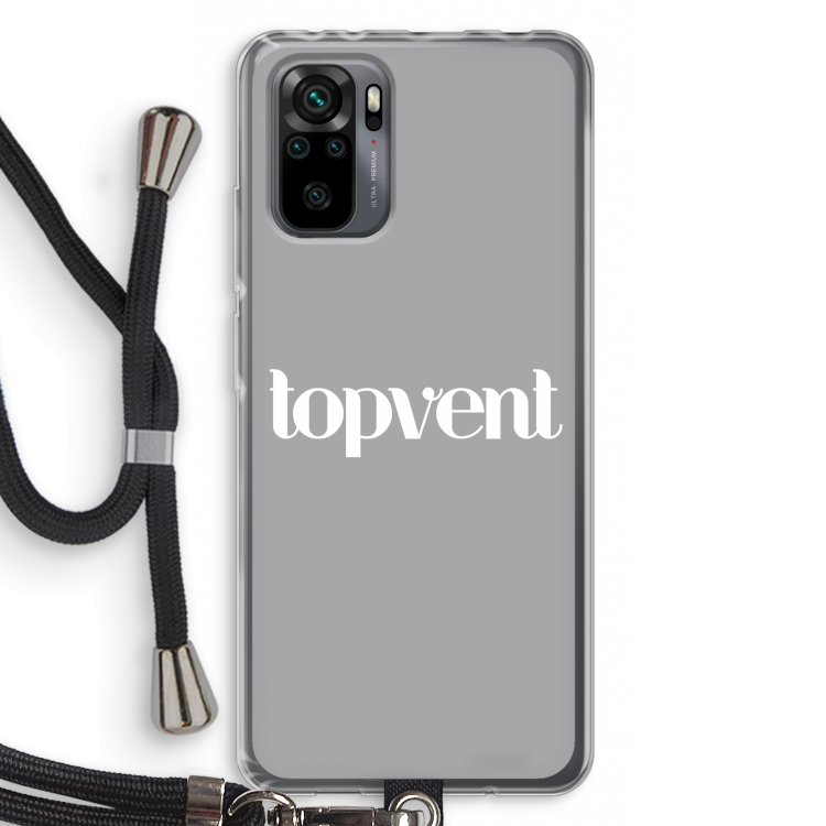 Topvent Grijs Wit: Xiaomi Redmi Note 10 Pro Transparant Hoesje met koord