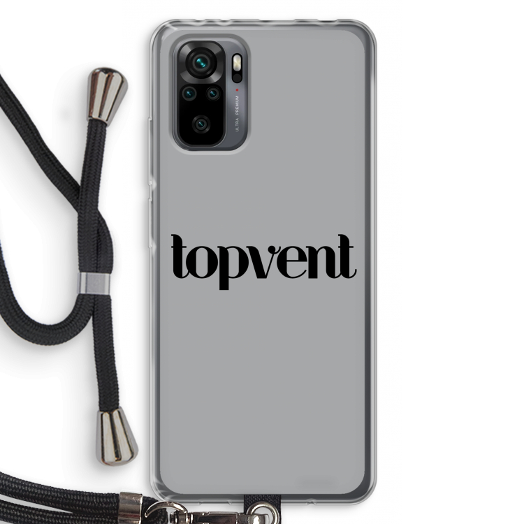 Topvent Grijs Zwart: Xiaomi Redmi Note 10 Pro Transparant Hoesje met koord