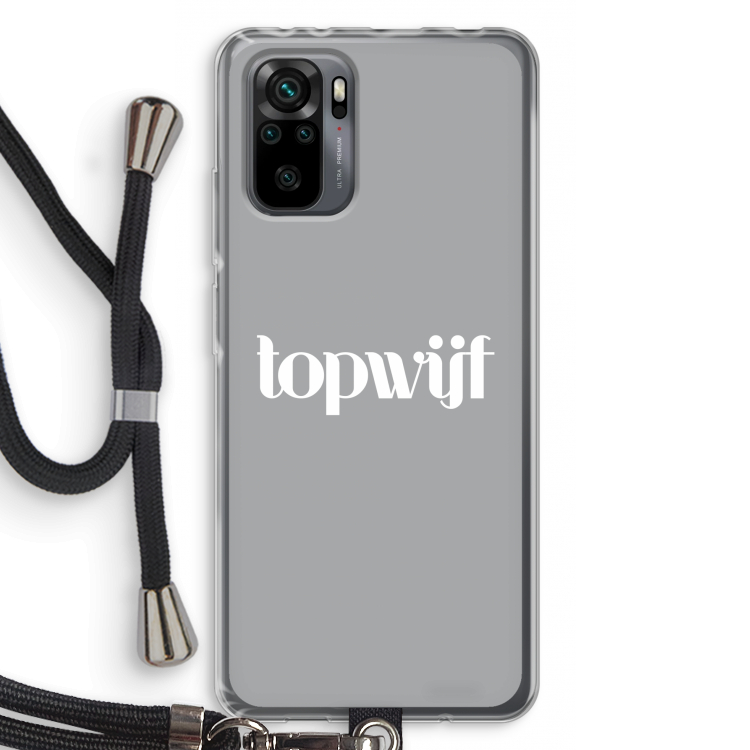 Topwijf Grijs Wit: Xiaomi Redmi Note 10 Pro Transparant Hoesje met koord