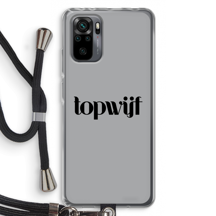 Topwijf Grijs Zwart: Xiaomi Redmi Note 10 Pro Transparant Hoesje met koord